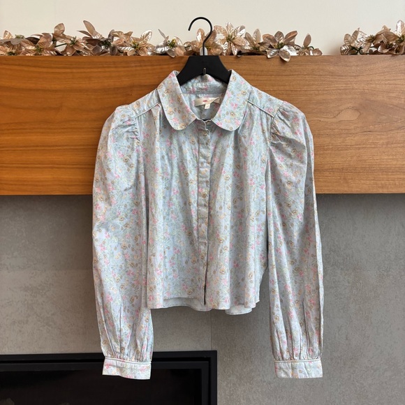 LoveShackFancy Sansom Floral Long Sleeve Top Blouse, Size S - Picture 8 of 16